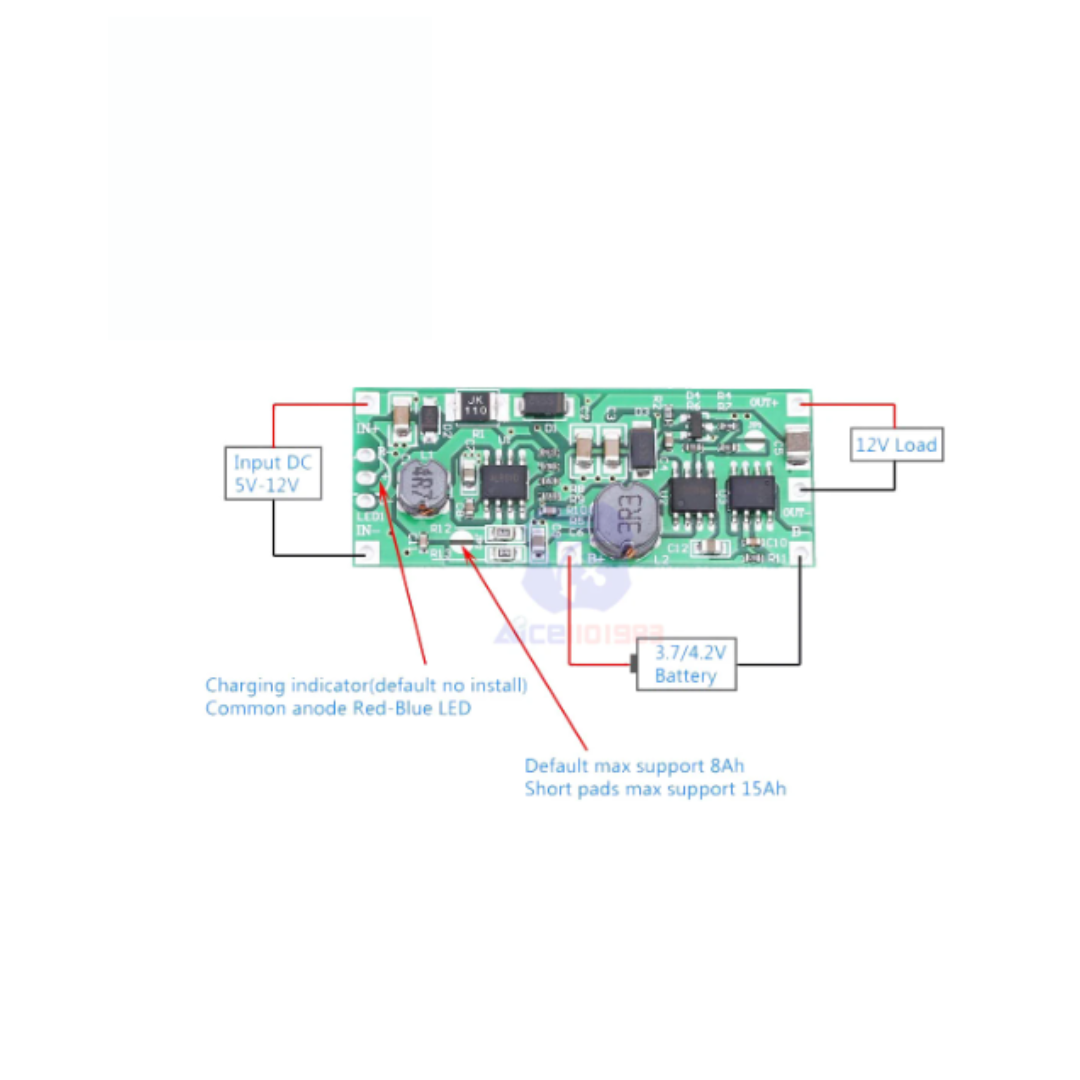 Miniups Dc 5V 1A a 12V para Baterías 18650 Cargador y Fuente